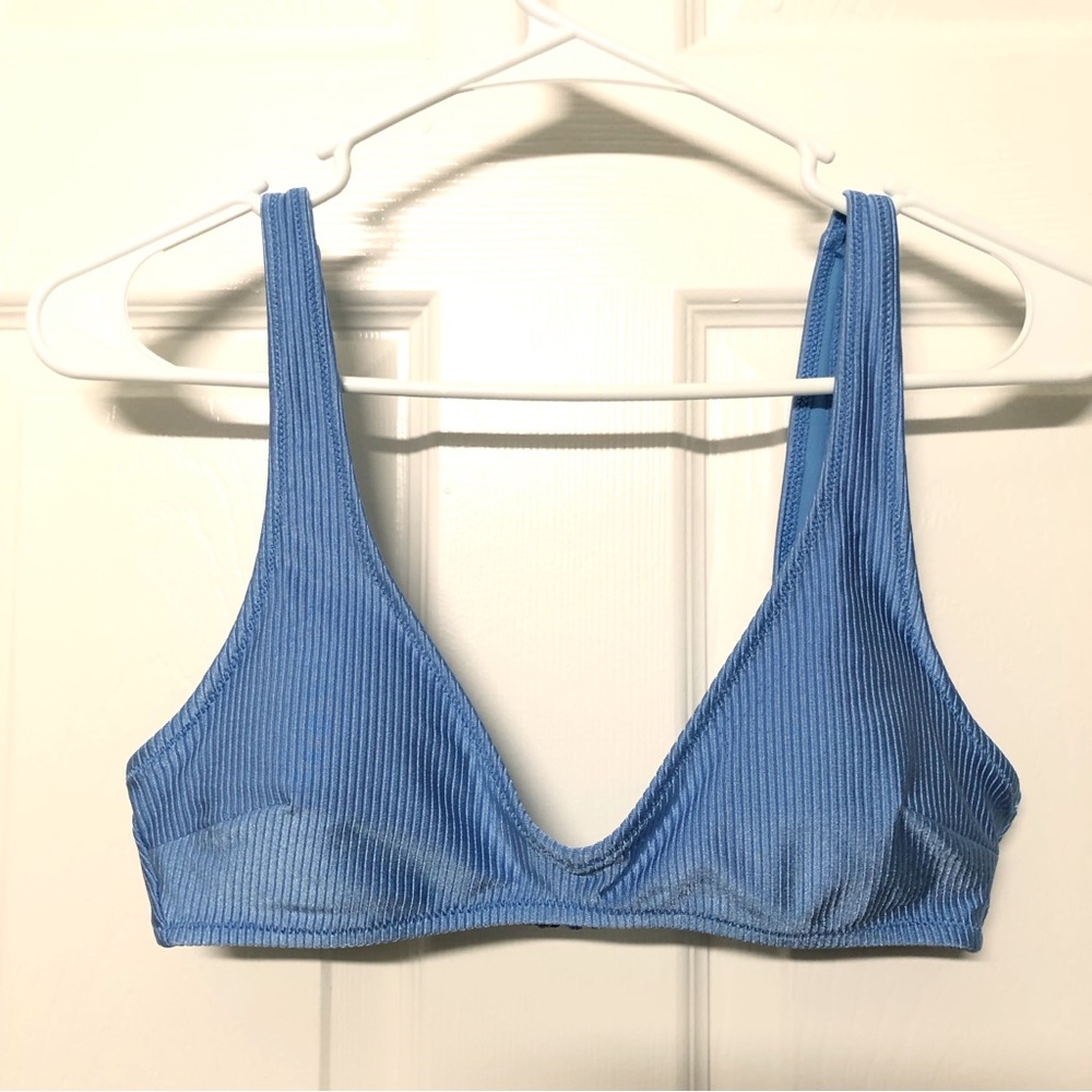 Aerie blue shiny bikini top